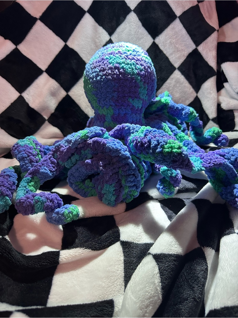 Handmade Crochet Octopus and Knit Blanket Gift Set
